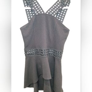 BeBe black Sz small sleeveless crochet Hilo woman stop